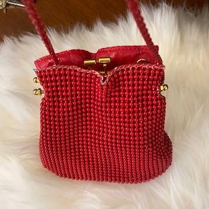 Red vintage chain meal beaded vintage bag